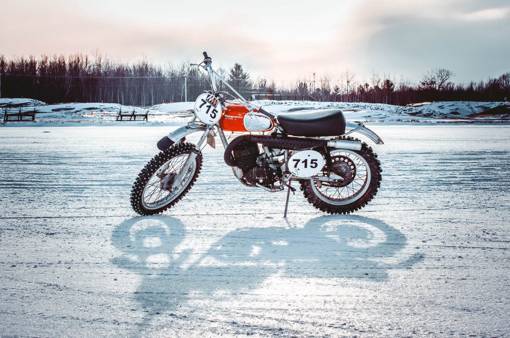 A motorbike in the cold